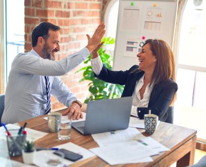 articles two workers high five